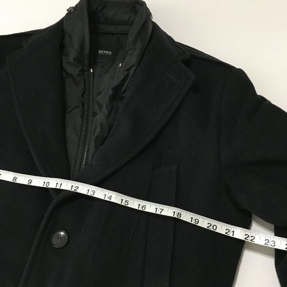 HUGO BOSS Cahmere-Wool Coat Jacket Black Size 40R Mens - Picture 8 of 14